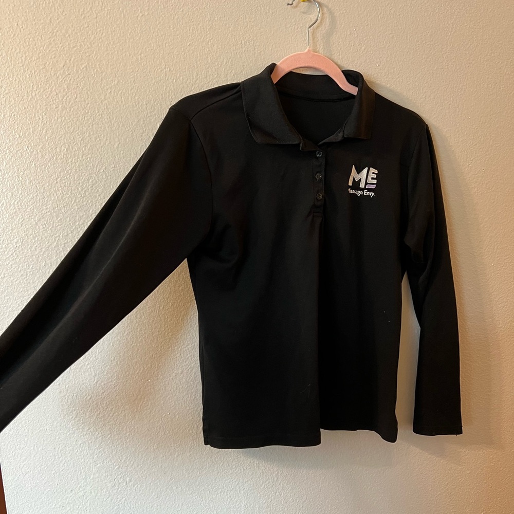 Massage Envy Women’s Size S Black Long Sleeve Polo Shirt